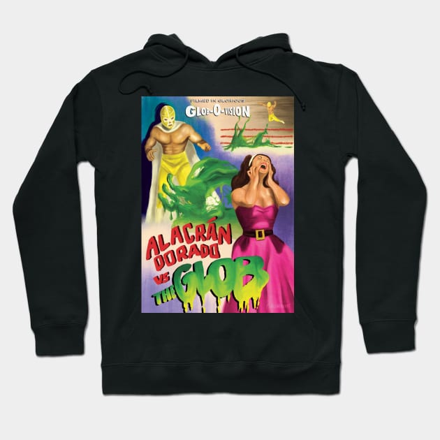 Mexican Wrestler Vs Monster Movie Poster Hoodie by punkcinemaart